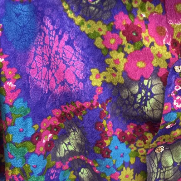 Vintage 60s Barkcloth Hawaiian Honeymoon Set Maxi Dress & Men's Shirt Purple L M - Picture 2 of 10